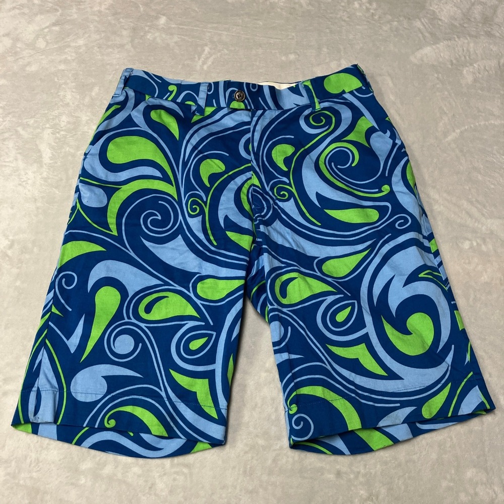 Loudmouth Golf Shorts Psychedelic Swirl‎ Blue Green Paisley Men 32